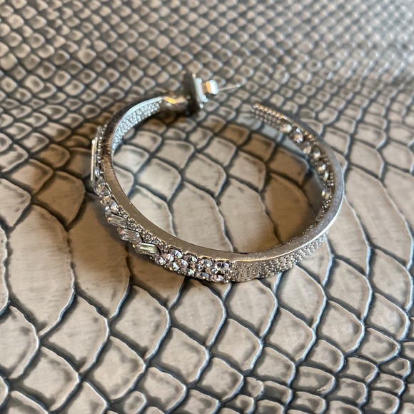 Clear Crystal Hoop Earrings - Picture 2 of 4